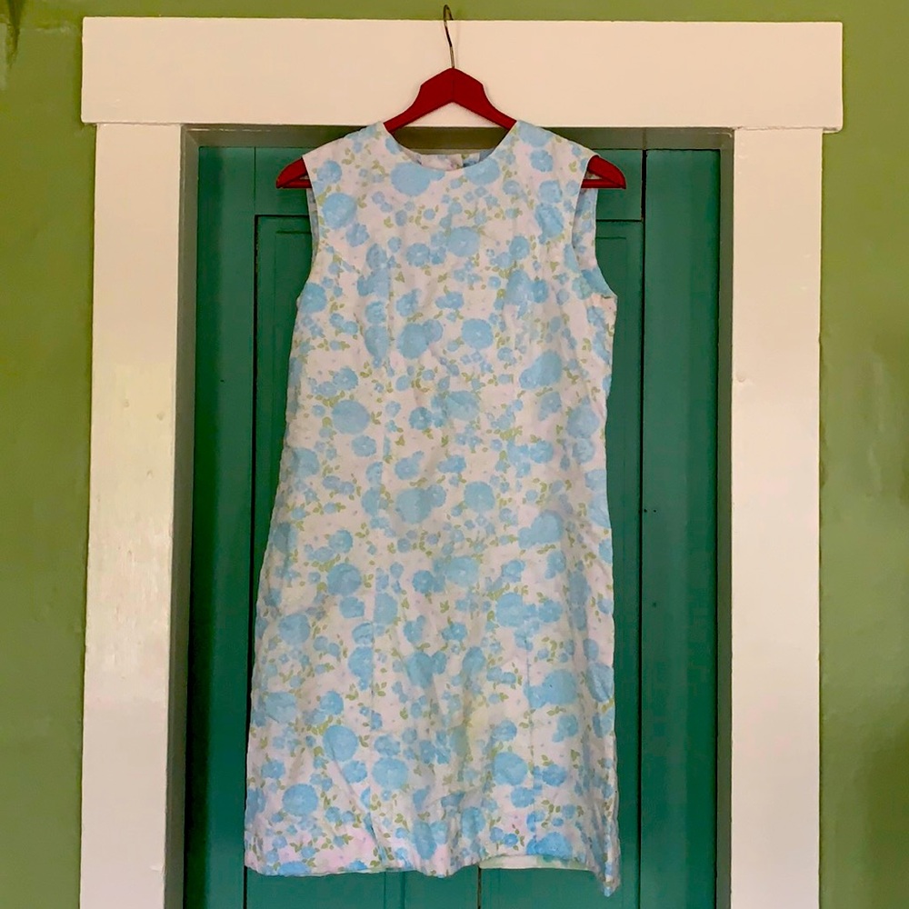 Homemade Cotton Floral Sleeveless Dress (Blue)